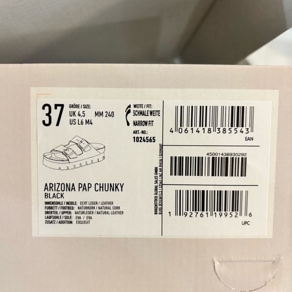 Black Leather Arizona Chunky Birkenstock Size 6 - Picture 8 of 9